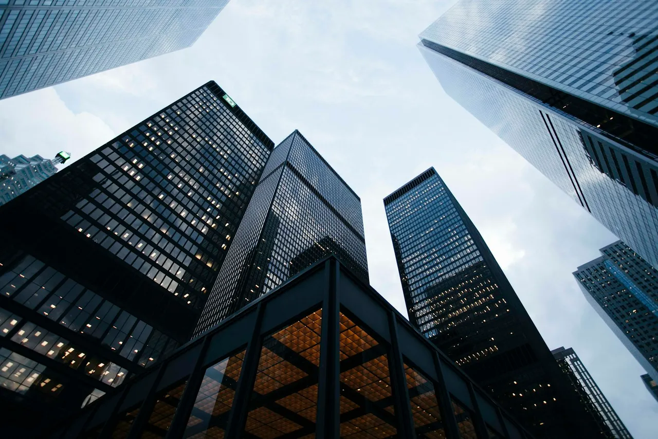 Geometric glass facade of a renewed civic building
